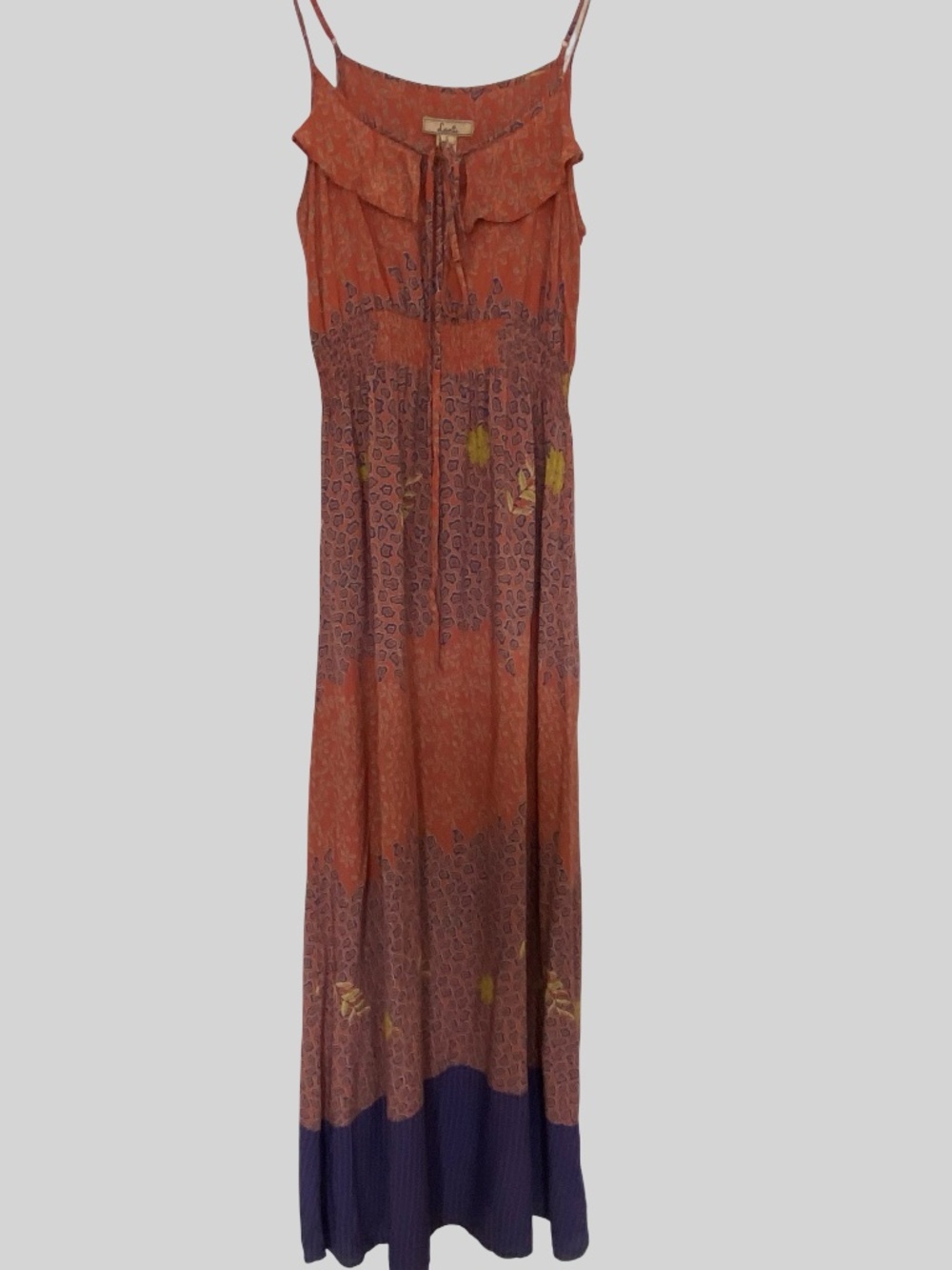 Lani Womens Orange Print Sleeveless Summer Beach Boho Maxi Dress- Sz- S